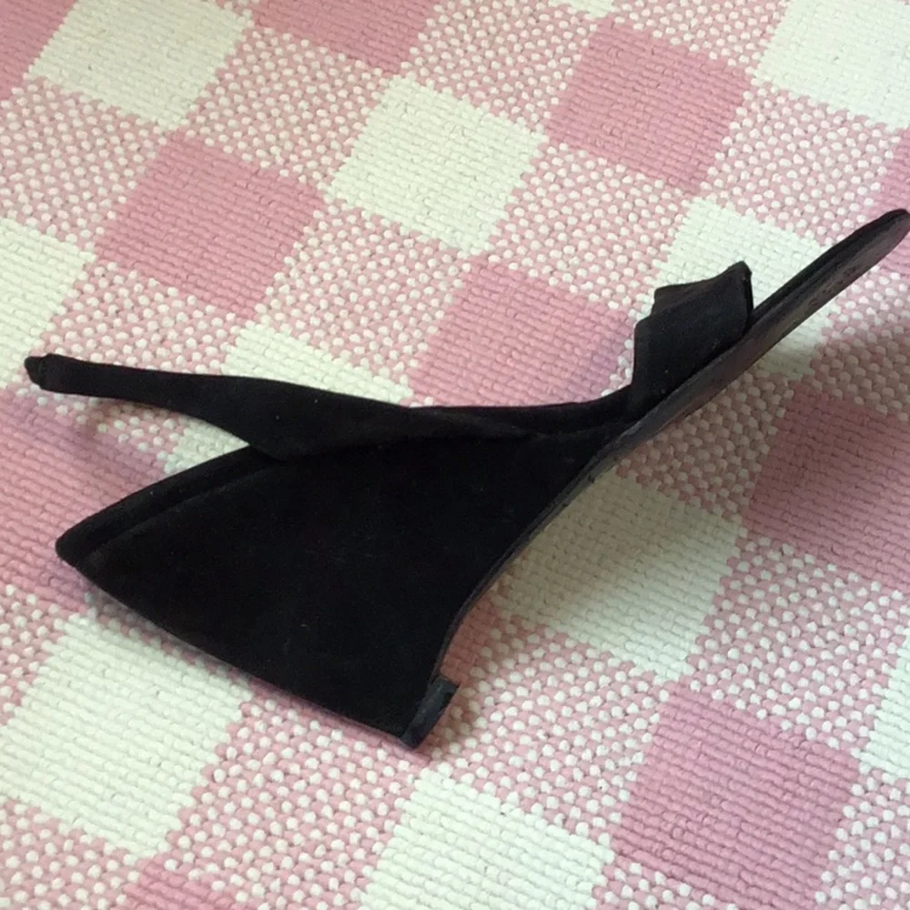 Vintage Prada Black Suede Wedge Sandals - Picture 3 of 8